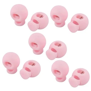 Plastic Round Single Hole Toggle Stopper Cord String Lock Pink 10 Pcs - Picture 1 of 2