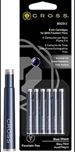 Cross Authentic Slim Fountain Pen Refill - Blue/Black 8929-3 New - Picture 1 of 1