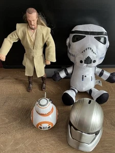 Star Wars Bundle/Qui-Gon Jinn 16” Figure/BB-8/Storm Trooper Money Box & Soft Toy - Picture 1 of 5