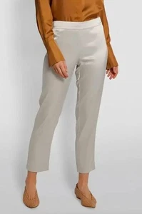 Pantalone pantalone donna ST. JOHN bianco raso Emma foderato seta 4 nuovo $551 - Foto 1 di 8