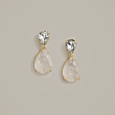 Pendientes colgantes lágrima cristal J.Crew en oro blanco - nuevos con etiquetas Foto 1 de 4