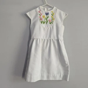 Vintage Saks Fifth Avenue Girls 5 White Floral Embroidered Kids Dress Easter Usa - Picture 1 of 5