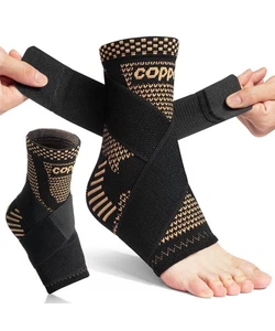 DR JK- Ankle Brace for Women and Men, Large, 1 Pair, Copper and Black, Adjust... - Picture 1 of 6