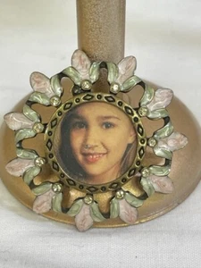 Decorative Enamel Pin Brooch Photo Jewelry Floral Pink and Green Very Nice!! - Picture 1 of 3