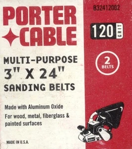 Porter-Cable Herramientas Lijadora Cinturón 120 Grano, Paquete de 2, 3" X 24" PC-B32412002 - Imagen 1 de 1