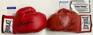 GEORGE FOREMAN & JOE FRAZIER Signed Boxing Gloves Everlast PSA & Beckett COAs - Picture 1 of 3