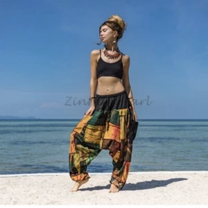 Spiritu Handmade Boho Long Harem Pants Patchwork Monochrome XS-S-M-L-XL One size - Picture 1 of 4