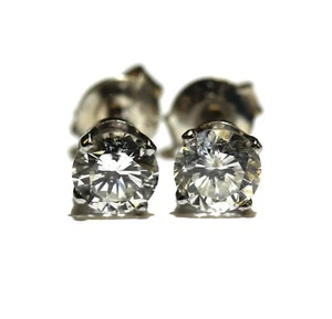 GIA Zertifiziert 14k Weißgold 1,02ct I2 H J Runde Diamant Ohrstecker Natur - Bild 1 von 14