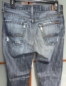 7 Seven For All Mankind Womens Bootcut Distressed Dark Blue Denim Jeans Size 29 - Picture 1 of 9