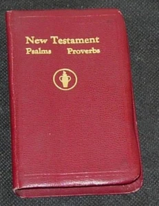 New Testament,Psalms,Proverbs,Holy Bible,Red Leather flex,Gideons,1943 - Picture 1 of 3