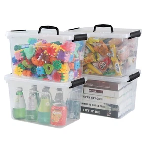 Cand 12 Quart Plastic Storage Latching Box w/ Handle, Clear Storage Bin 4 Packs - Picture 1 of 11