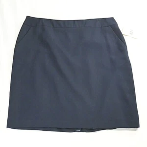 NEW Villager by Liz Claiborne 18 Navy Blue Straight Suit Skirt With Pockets! - Picture 1 of 5