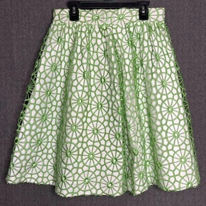 Tibi Skirt Women's 8 Green Geometric Unique Pattern Colorful Vintage Summer  - Picture 1 of 9
