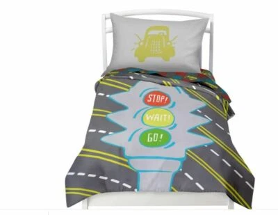 男孩汽车卡车被套床上用品汽车卧室灰色红色交通工具 — 第 1/4 张图片