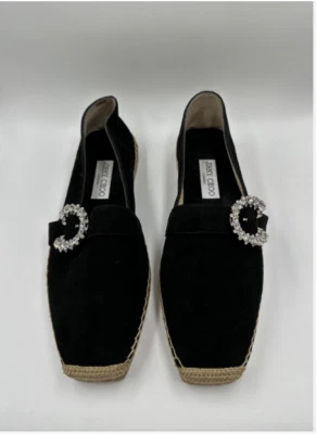 Jimmy Choo Black Suede Flats Size 39.5 Floor Sample - Image 1 of 4