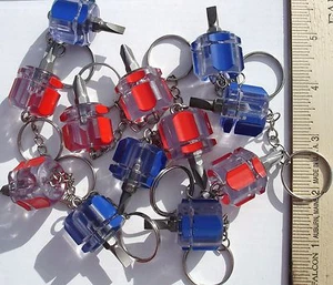 12 SCREWDRIVERS KEY CHAINS ( 6 SLOTTED & 6 PHILLIPS )Llaveros - Picture 1 of 6