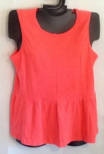 100% Cotton Lane Bryant Ruffle Peplum Sleeveless Tank Top GRAPEFRUIT 350103 - Picture 1 of 12
