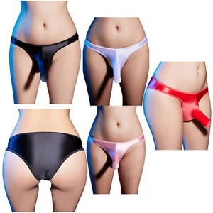 Men's Oil Glossy Elephant Trunk Thong Long Bulge Pouch Underpants Sexy Sleepwear - Picture 1 of 51