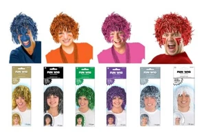 Deluxe Metallic Tinsel Wig Mens Womens Disco Costume Accessory Many Colours - Picture 1 of 3