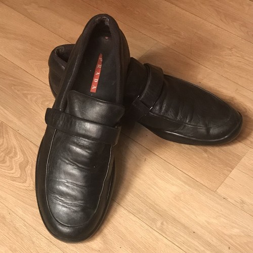 PRADA Scarpe Abito Uomo Pelle Sneakers Low Top Nero Made in Italy taglia 10US 43EU