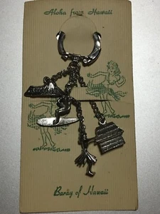 Baray of Hawaii Key Chain w/ 4 Charms on Original Aloha from Hawaii Card Vintage - Picture 1 of 3