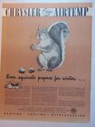 1944 CHRYSLER AIRTEMP Heating Cooling Refrigeration Squirrel art print ad