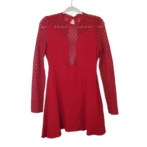 Neu ohne Etikett Foxiedox Damengröße S rot Langarm Spitze Etui hinten offen Cocktailkleid - Bild 1 von 4