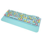 (Blue) Wireless Retro Typewriter Keyboard 107 Keys LED Backlit Hot Swap