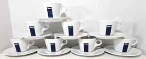 Lavazza Cappuccino Coffee Cup & Saucer 2.5" Porcelain Mugs Blue Logo Italy IPA - Picture 1 of 6