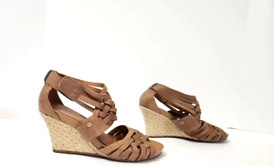 Sandalias de cuña Clarks Indigo de cuero tejido alpargata correa para el tobillo para mujer 7M   Foto 1 de 4