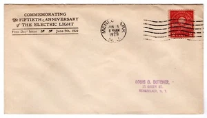 #654 Electric Light Edison 1929 FDC - Planty #47 - Picture 1 of 2