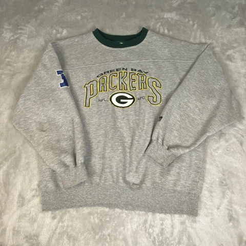 Lee Sport Vintage Green Bay Packers XL Crew Neck Sweatshirt Embroidered NFL Gray Cover