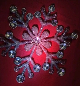 Große Schneeflocke Stern Ornament 7,5" reflektierend mit Bugle Perlen - Bild 1 von 14