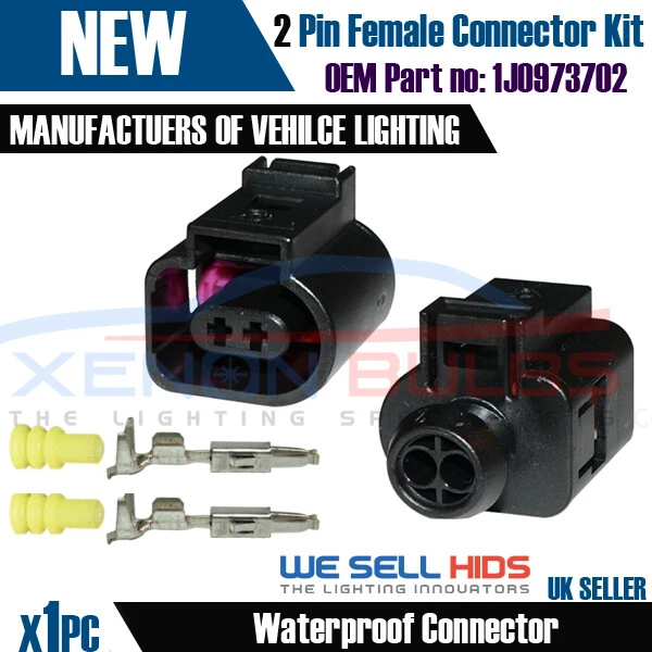 AUDI VW Skoda VAG - 2 pin female connector housing plug Jetta Golf GTI 1J0973702 - Image 1 of 1
