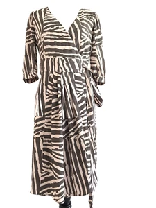 Vestido envolvente Banana Republic para mujer talla 2 marrón estampado animal cuello en V - Imagen 1 de 9