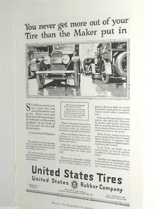 1920 United States Tires advertisement page, US Rubber Co, antique cars - Foto 1 di 2