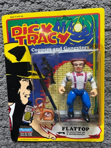 Dick Tracy Action Figure FLAT TOP By Playmates Toys Disney 1990 MOC UNPUNCHED Cover