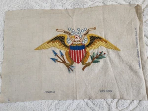 Vintage Nadelspitze amerikanischer Adler patriotisches Wandbild Hiawatha Erbstück fertig - Bild 1 von 10
