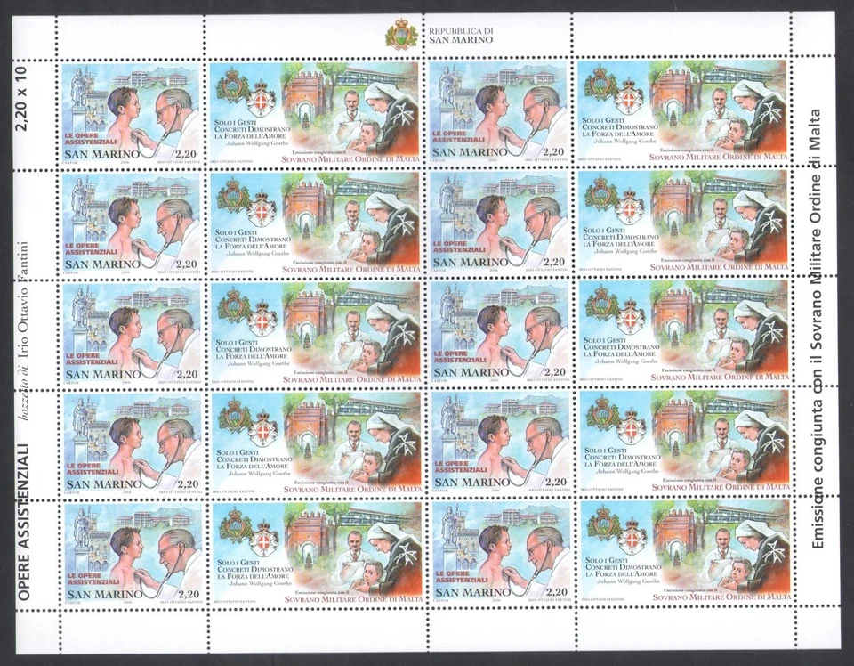 San Marino 2006, asistencia para sufrimientos, no. 2104 - Mini Hoja de 10 Series y 10 Foto 1 de 1