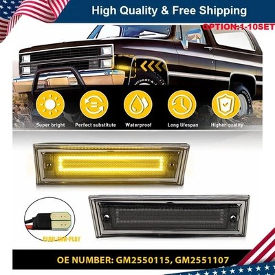 LED Side Marker Amber Light Front Fender For GMC R1500 R2500 R3500 1987-91 2-20x - Image 1 of 4