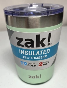 Zak! 12oz Insulated Tumbler Mint Green  19- Hours Cold /  2- Hours Hot - Picture 1 of 4