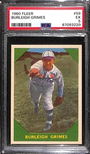 1960 Fleer #59 BURLEIGH GRIMES PSA 5 EX 67093220 - Picture 1 of 2