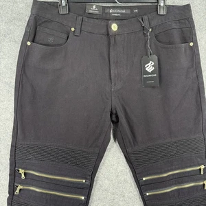 Rocawear Pantalone Uomo 40x32 Nero Vestibilità Conica Moto Biker Zip Streetwear Nuovo - Foto 1 di 17