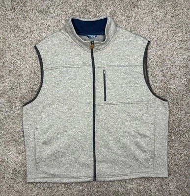 IZOD 背心男式 XXL 高级必需品全拉链羊毛毛衣浅棕色希瑟 — 第 1/4 张图片