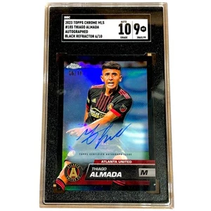 2023 Topps Chrome MLS Black Refractor #185 Thiago Almada /10 SGC 10 AUTO 9 - Picture 1 of 10