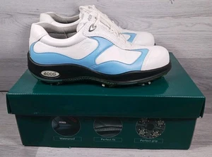 Scarpe da golf donna Ecco taglia UK 3 bianco cielo blu pelle impermeabili  - Foto 1 di 24