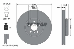 1x TEXTAR Bremsscheibe PRO+ 92288725 für BMW 5er G30 F90 3er G20 G80 G28 Touring - Bild 1 von 6