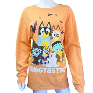 Bluey Kids Halloween Long Sleeve Graphic T-Shirt Fangtastic Characters Orange XL - Picture 1 of 4