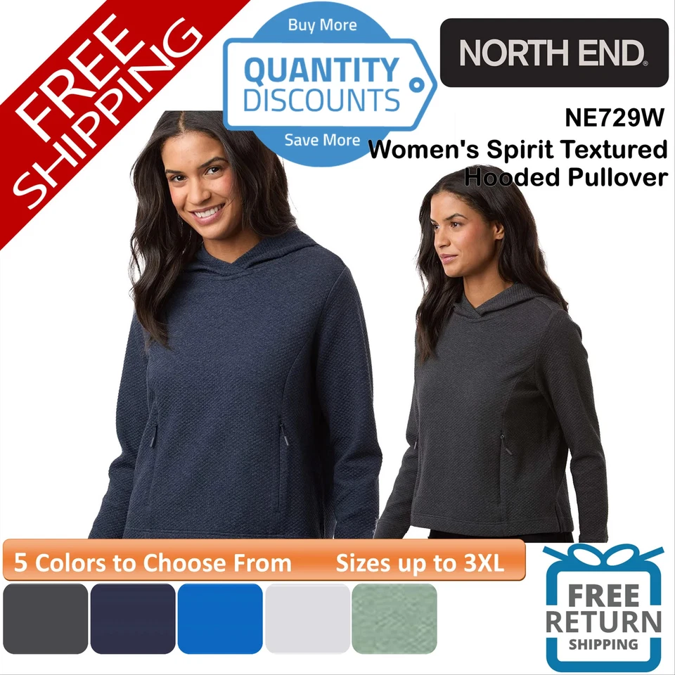 🔥 Pullover con capucha texturizada Spirit para mujer North End bolsillo hasta 3XL NE729W Foto 1 de 1