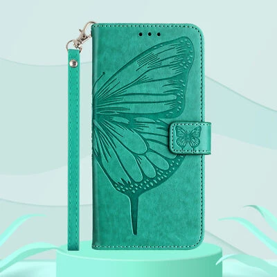 Hot Emboss Butterfly Leather Card Wallet Case Flip Stand Cover For Various Phone - Image 1 of 4